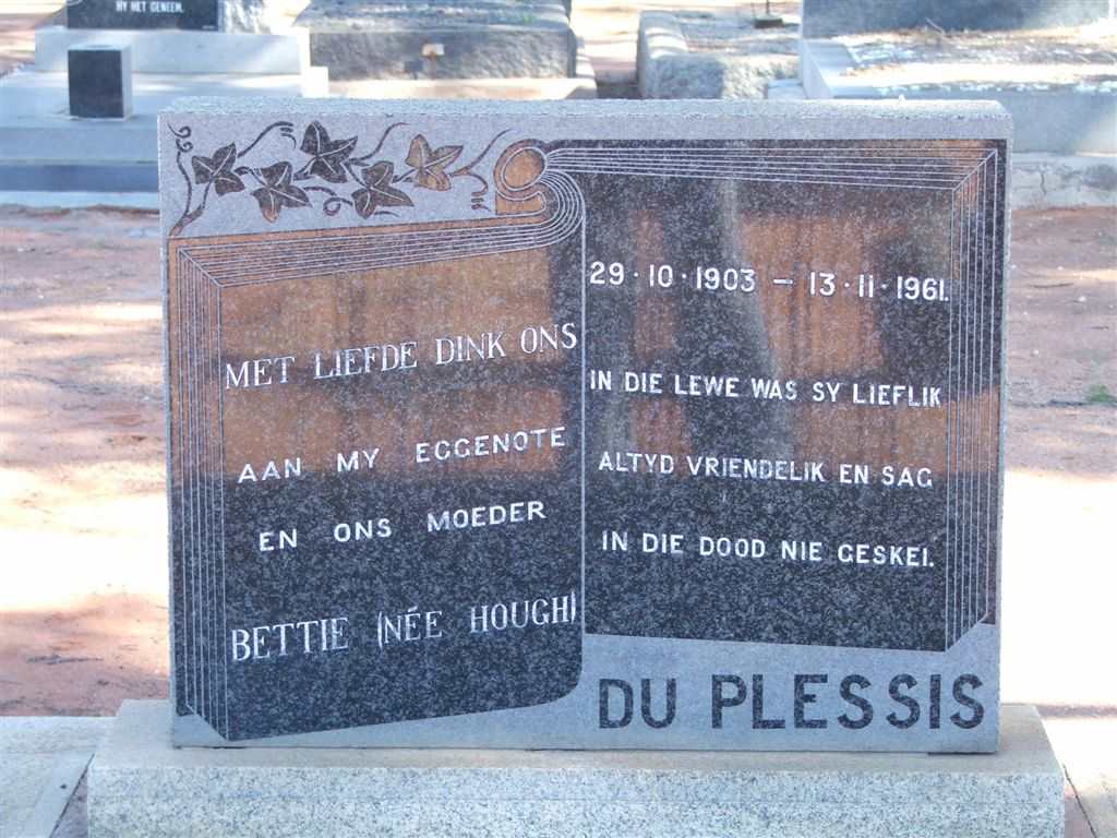 PLESSIS Bettie, du nee HOUGH 1903-1961