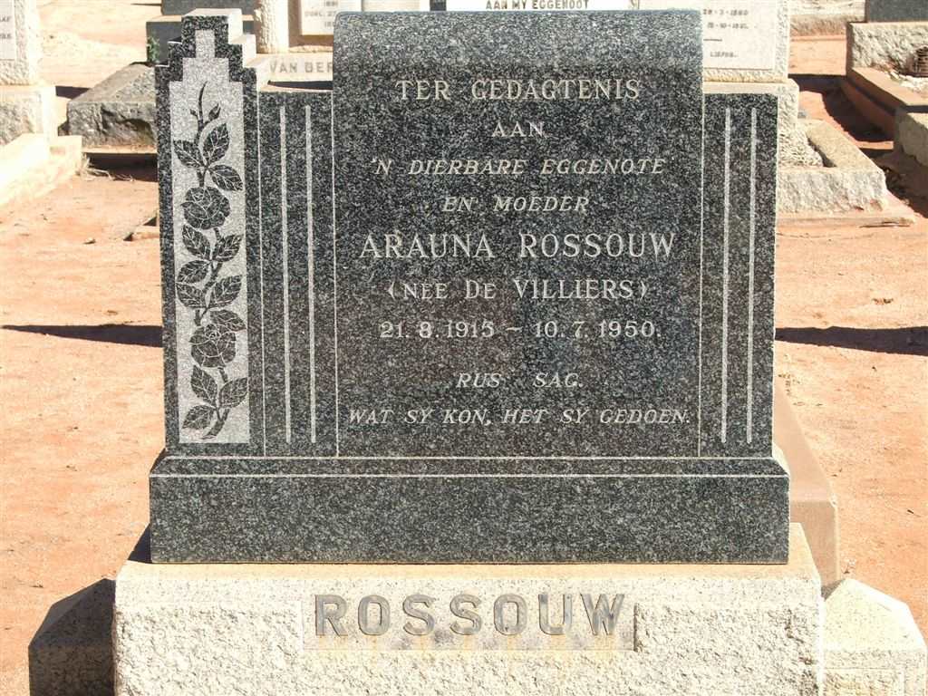 ROSSOUW Arauna nee DE VILLIERS 1915-1950
