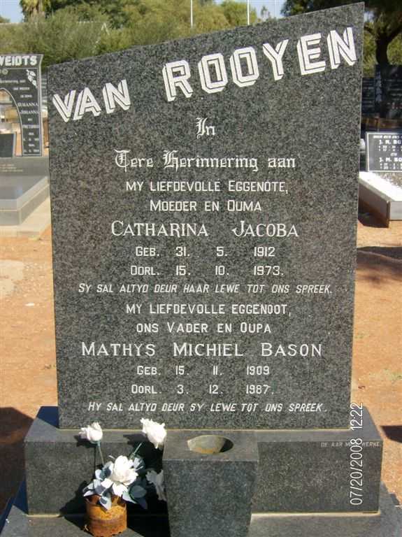 ROOYEN Mathys Michiel Bason, van 1909-1987 &amp; Catharina Jacoba 1912-1973