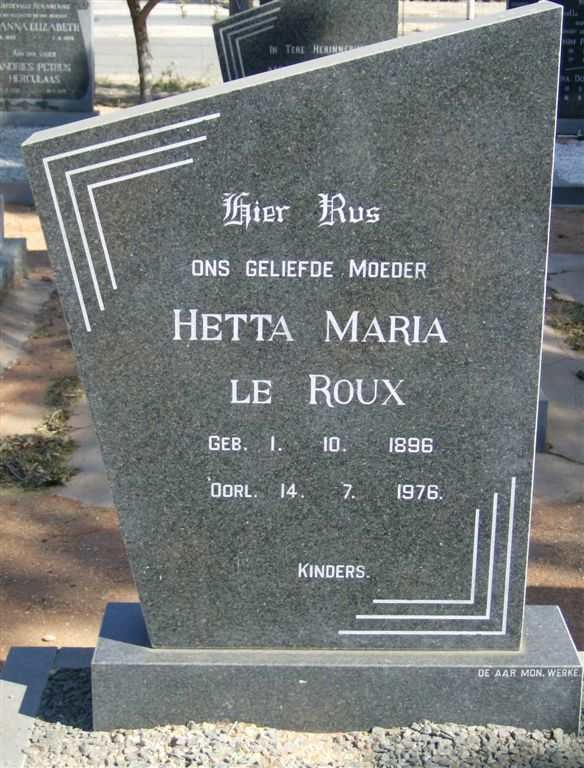 ROUX Hetta Maria, le 1896-1976