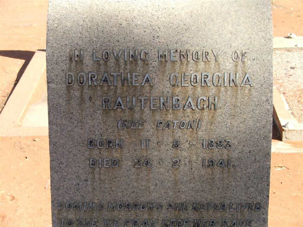 RAUTENBACH Dorathea Georgina nee PATON 1883-1941