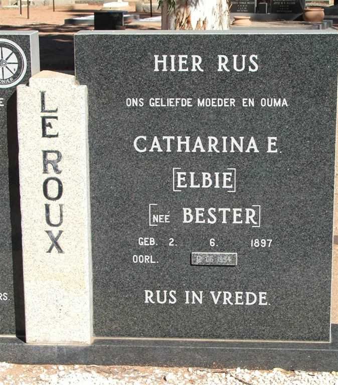 ROUX Catharina E., le nee BESTER 1897-1994