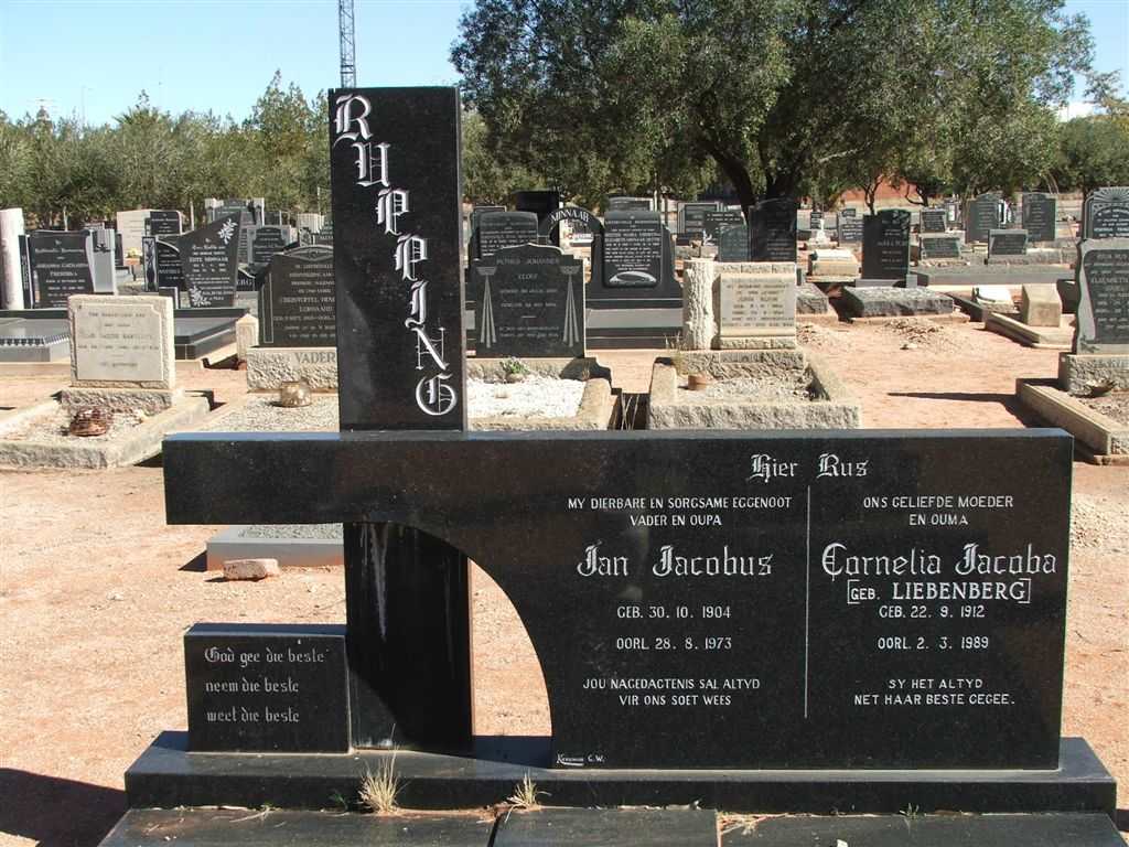 RUPPING Jan Jacobus 1904-1973 &amp; Cornelia Jacoba LIEBENBERG 1912-1989