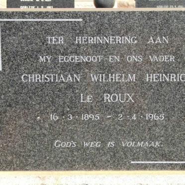 ROUX Christiaan Wilhelm Heinrich, le 1895-1965