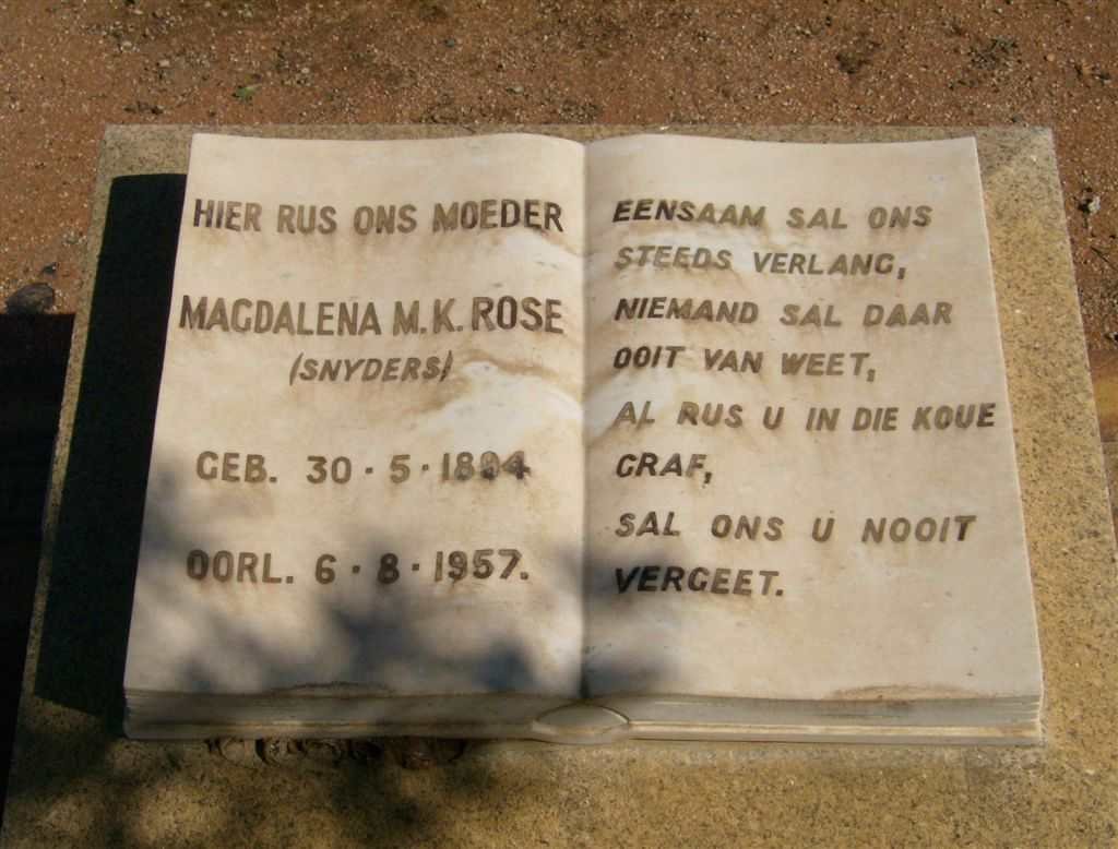 ROSE Magdalena M.K. nee SNYDERS 1894-1957