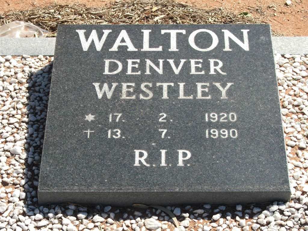 WALTON Denver Westley 1920-1990