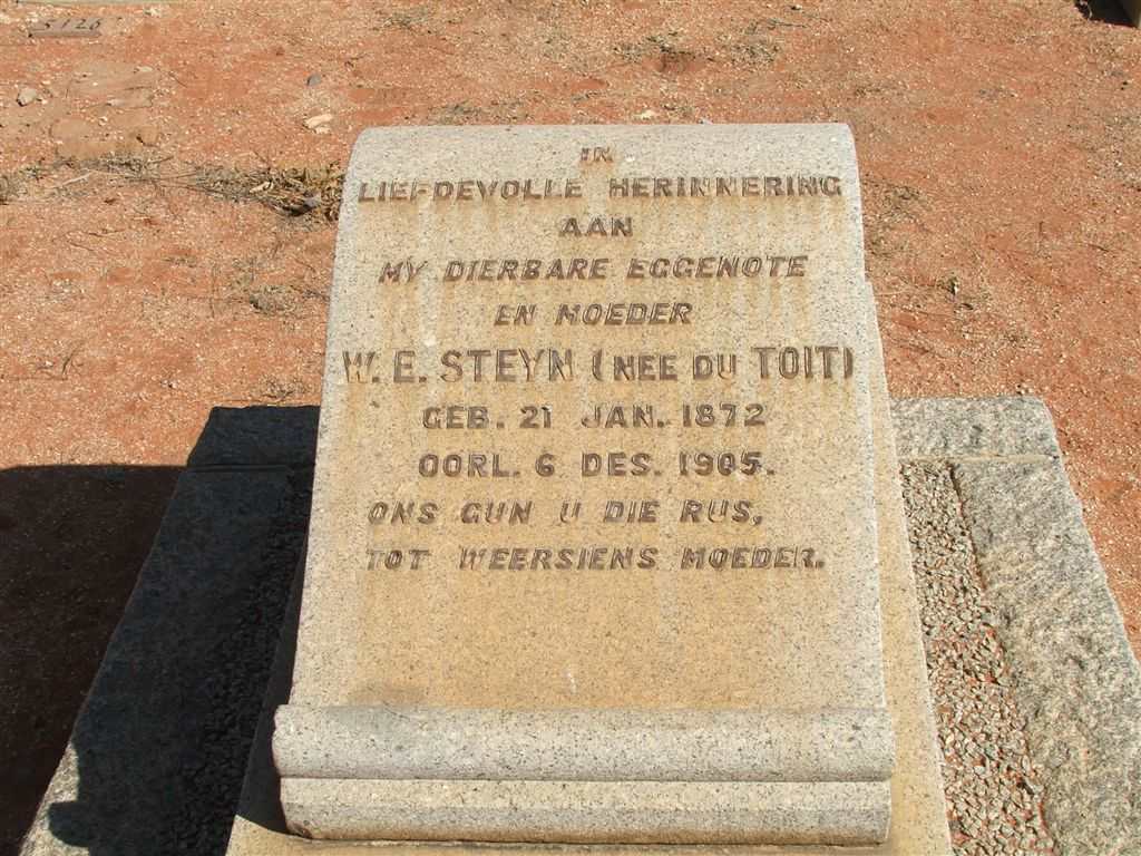 STEYN W.E. nee DU TOIT 1872-1905