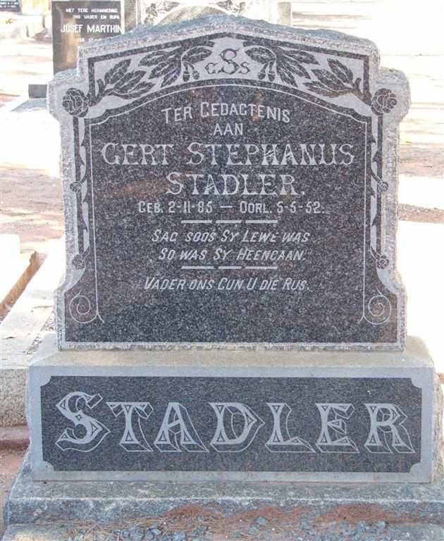STADLER Gert Stephanus 1885-1952