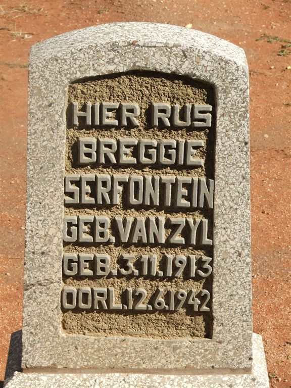 SERFONTEIN Breggie nee VAN ZYL 1913-1942