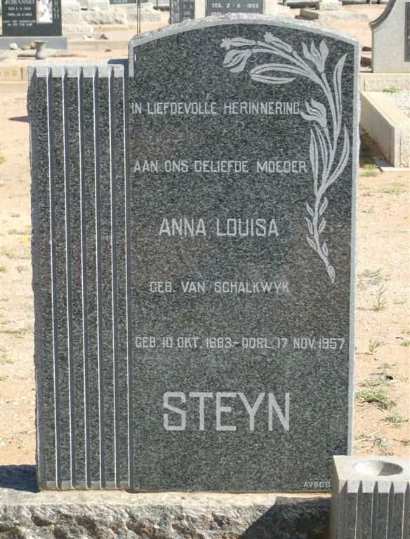 STEYN Anna Louisa nee VAN SCHALKWYK 1883-1957