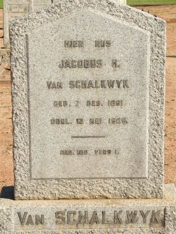 SCHALKWYK Jacobus H., van 1891-1909