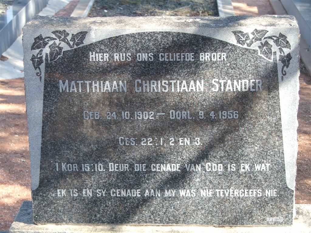 STANDER Matthiaan Christiaan 1902-1956