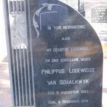 SCHALKWYK Philippus Lodewicus, van 1887-1974