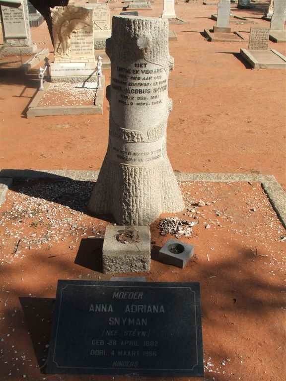 SNYMAN Carel Jacobus 1881-1940 &amp; Anna Adriana nee STEYN 1882-1966