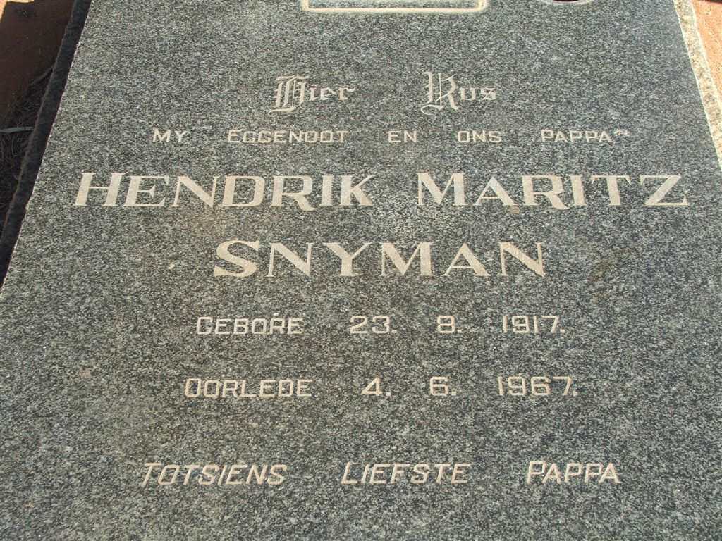 SNYMAN Hendrik Maritz 1917-1967