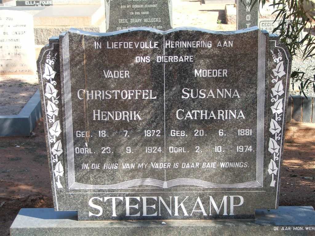STEENKAMP Christoffel Hendrik 1872-1924 &amp; Susanna Catharina 1881-1974