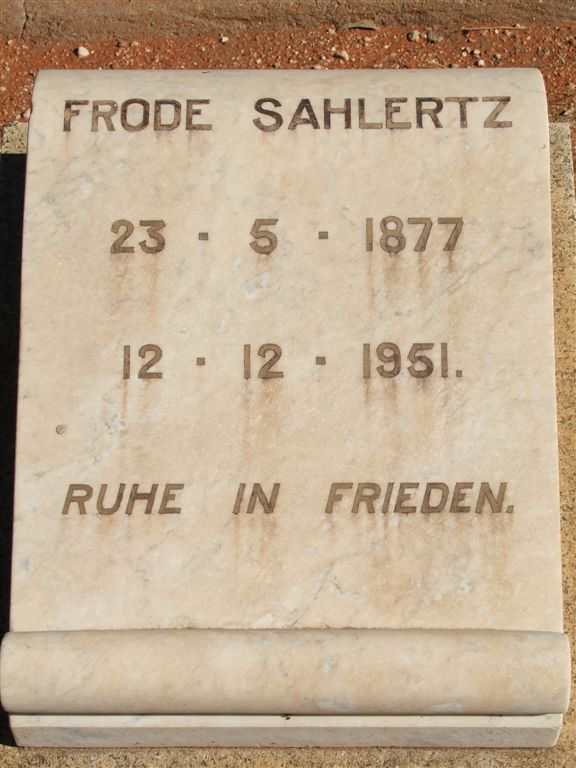 SAHLERTZ Frode 1877-1951