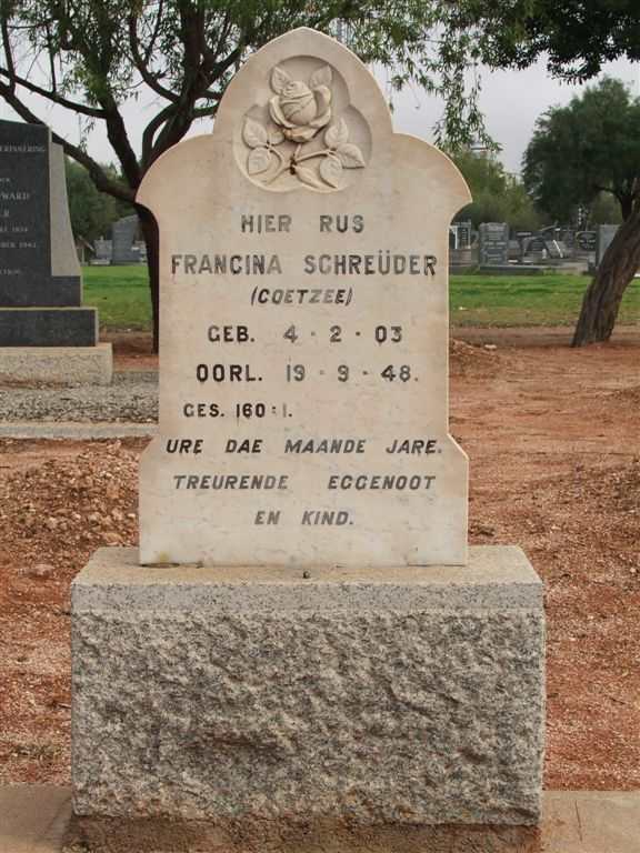 SCHREÜDER Francina nee COETZEE 1903-1948