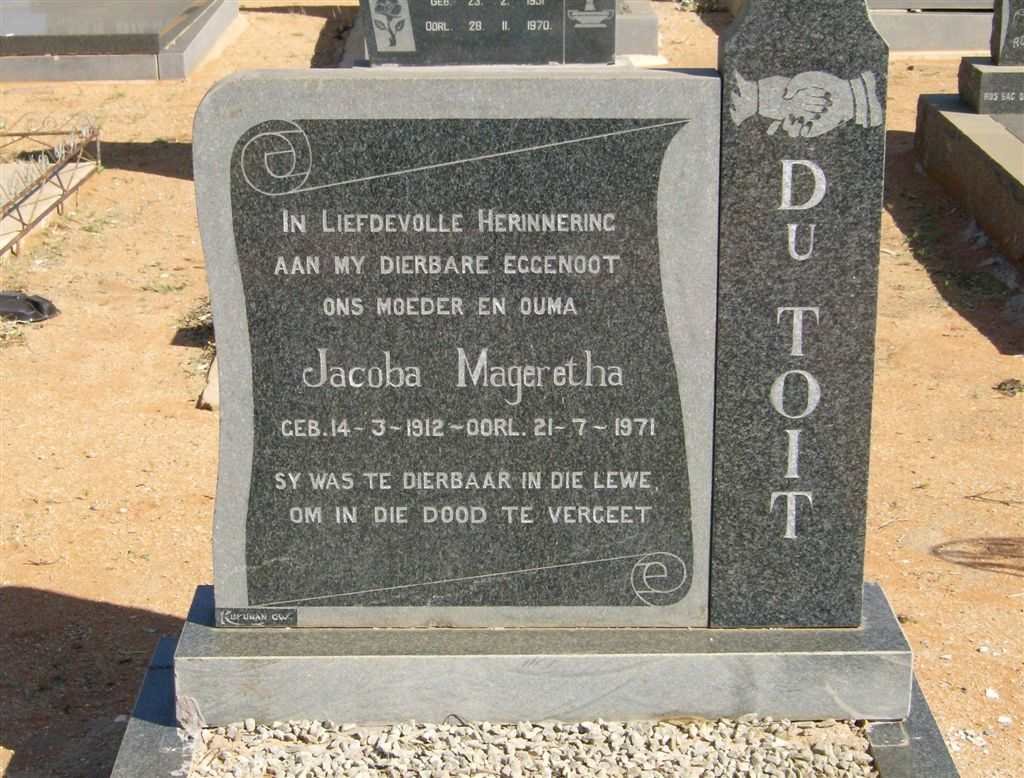 TOIT Jacoba Mageretha, du 1912-1971