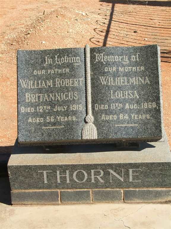THORNE William Robert Britannicus -1915 &amp; Wilhelmina Louisa -1960
