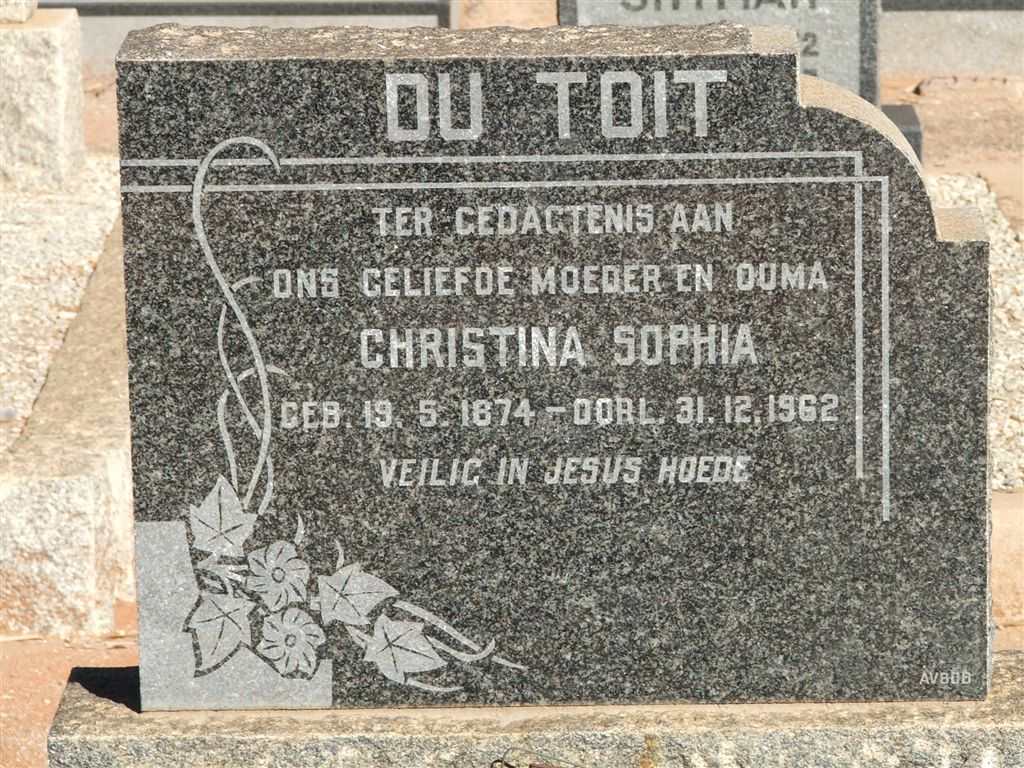 TOIT Christina Sophia, du 1874-1962