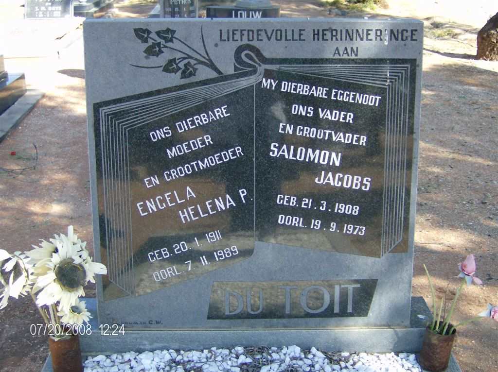 TOIT Salomon Jacobs, du 1908-1973 &amp; Engela Helena P. 1911-1989