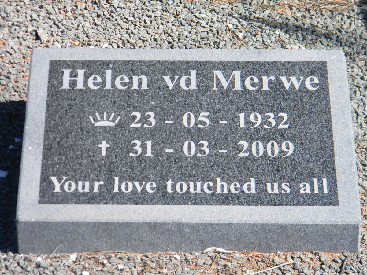 MERWE Helen, v.d. 1932-2009