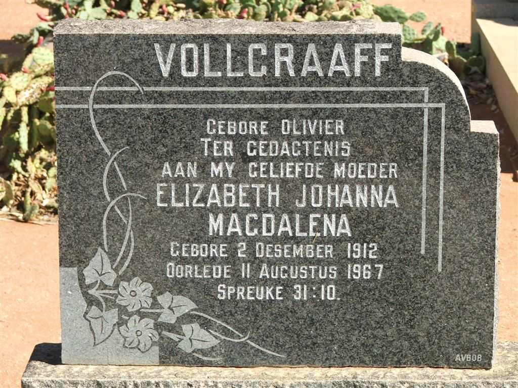 VOLLGRAAFF Elizabeth Johanna Magdalena 1912-1967