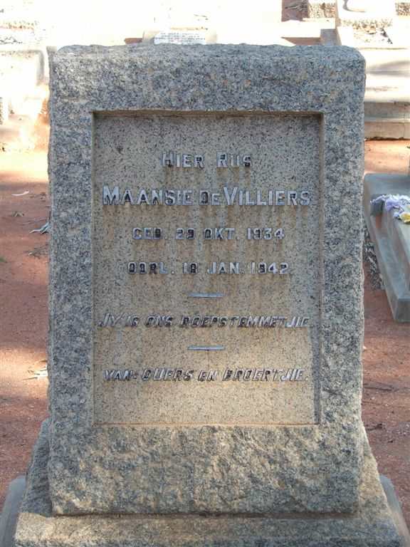 VILLIERS Maansie, de 1934-1942