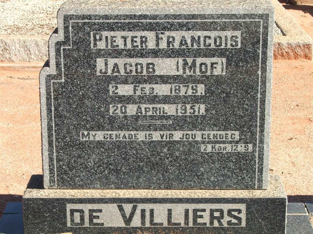 VILLIERS Pieter Francois Jacob, de 1879-1951