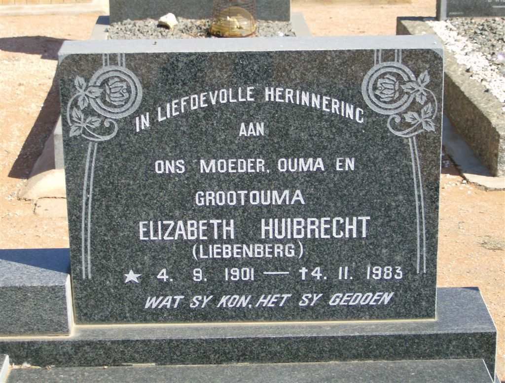 VISSER Elizabeth Huibrecht nee LIEBENBERG 1901-1983