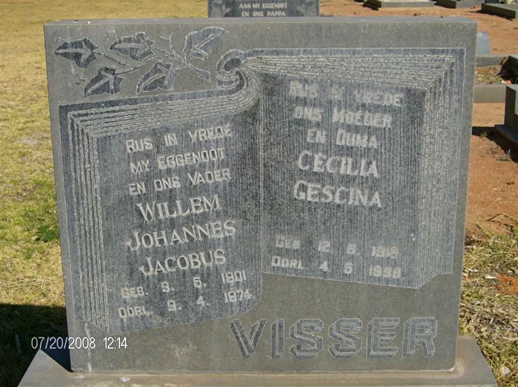 VISSER Willem Johannes Jacobus 1901-1974 &amp; Cecilia Gescina 1919-1999