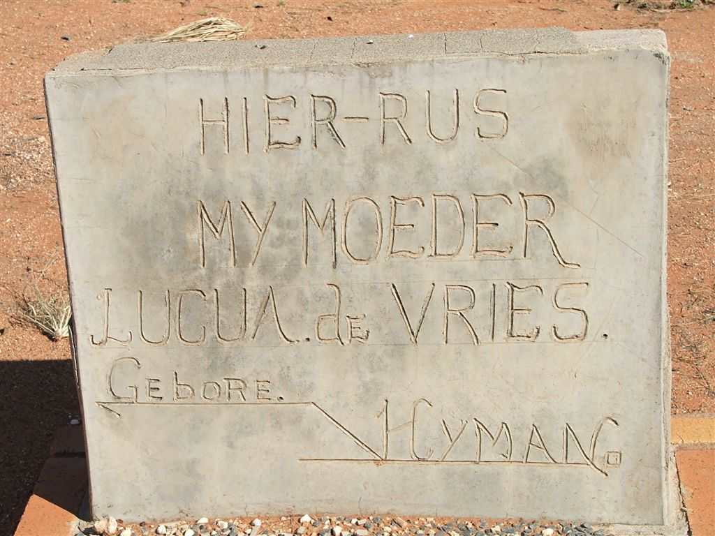 VRIES Lucua, de nee HYMAN