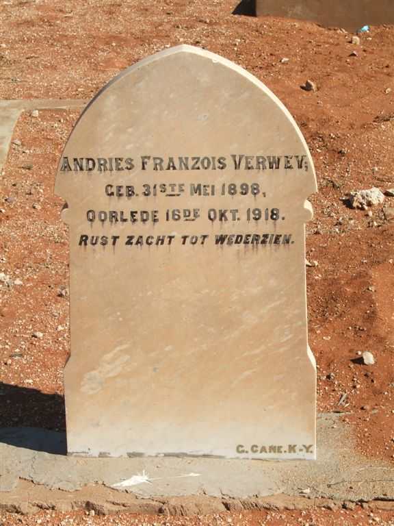 VERWEY Andries Franzois 1898-1918