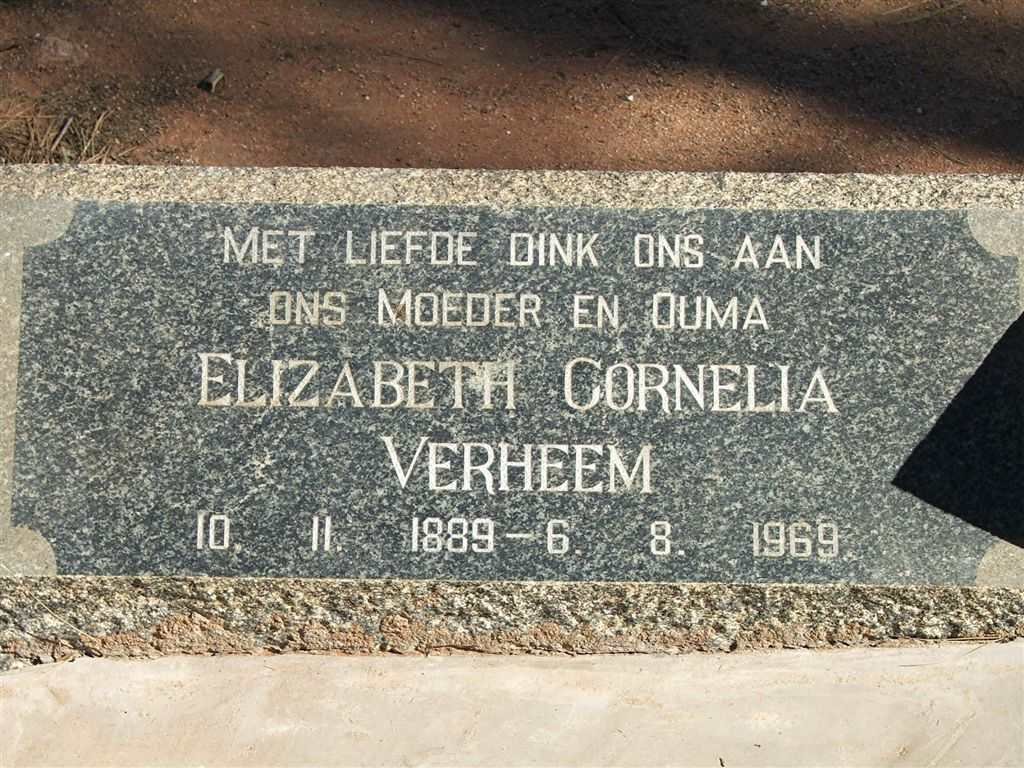 VERHEEM Elizabeth Cornelia 1889-1969