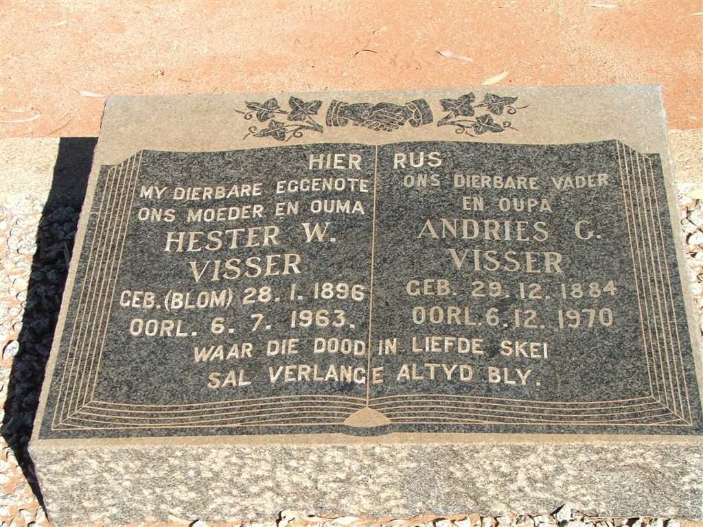 VISSER Andries G. 1884-1970 &amp; Hester W. BLOM 1896-1963