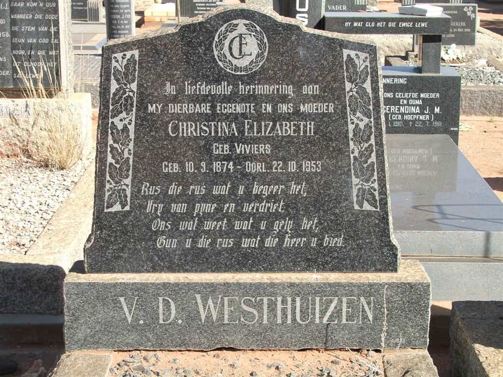 WESTHUIZEN Christina Elizabeth, v.d. nee VIVIERS 1874-1953