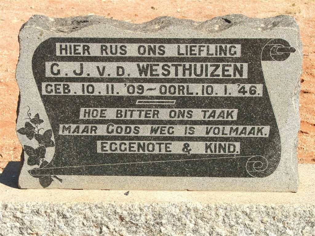 WESTHUIZEN G.J., v.d. 1909-1946