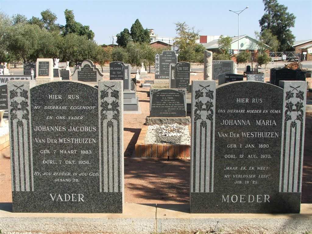 WESTHUIZEN Johannes Jacobus, van der 1883-1956 &amp; Johanna Maria 1890-1970