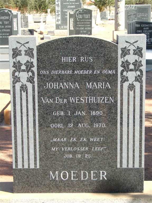 WESTHUIZEN Johanna Maria, van der 1890-1970
