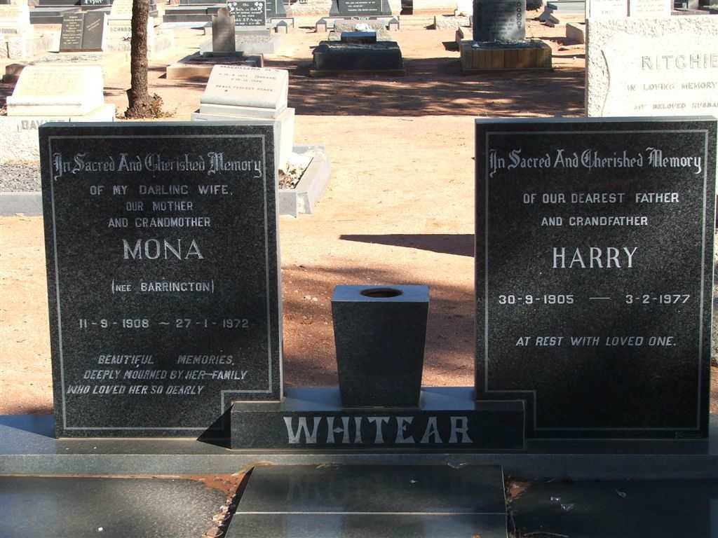 WHITEAR Harry 1905-1977 &amp; Mona BARRINGTON 1908-1972