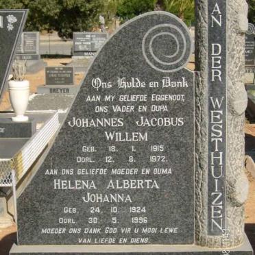 WESTHUIZEN Johannes Jacobus Willem, van der 1915-1972 &amp; Helena Alberta Johanna 1924-1996