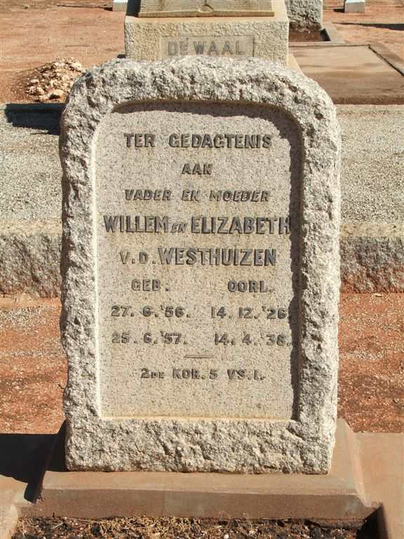 WESTHUIZEN Willem, v.d. 1856-1926 &amp; Elizabeth 1857-1938