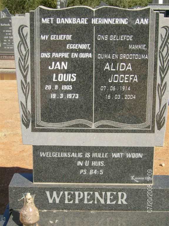 WEPENER Jan Louis 1905-1973 &amp; Alida Jocefa 1914-2004