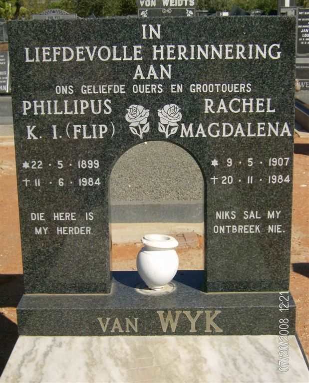 WYK Phillipus K.I., van 1899-191984 &amp; Rachel Magdalena 1907-1984