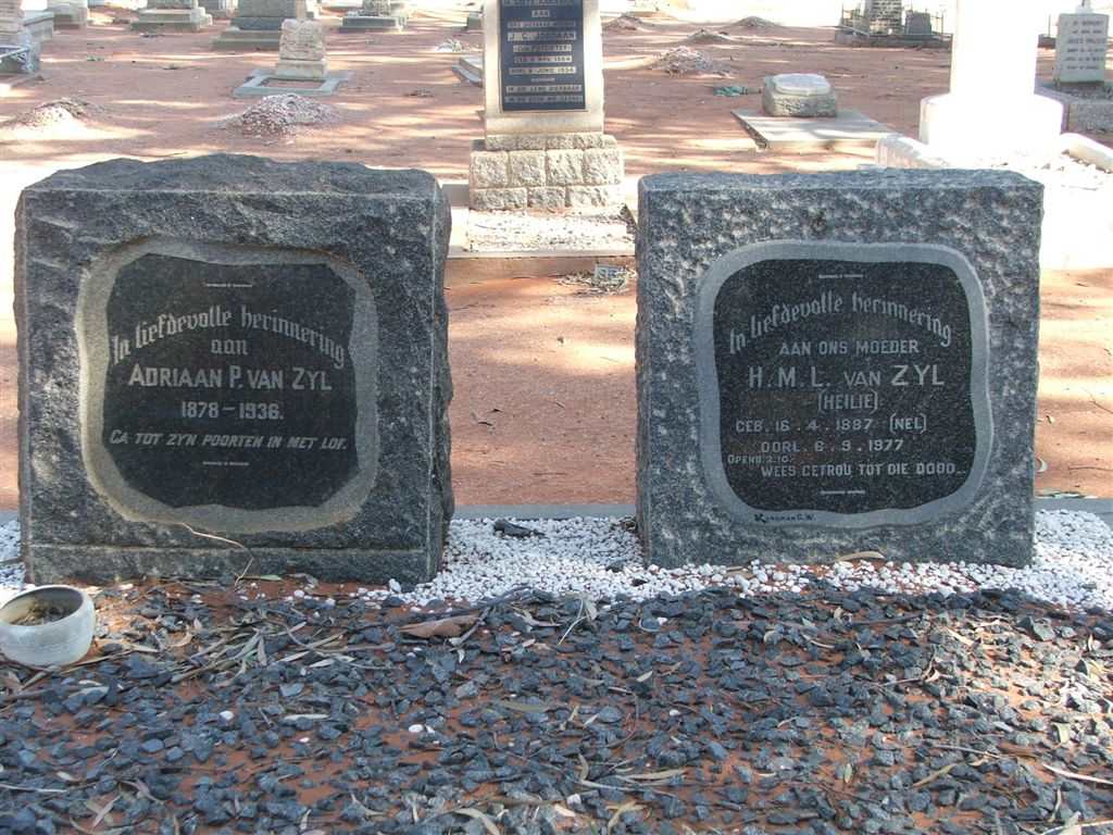 ZYL Adriaan P., van 1878-1936 &amp; H.M.L. nee NEL 1887-1977