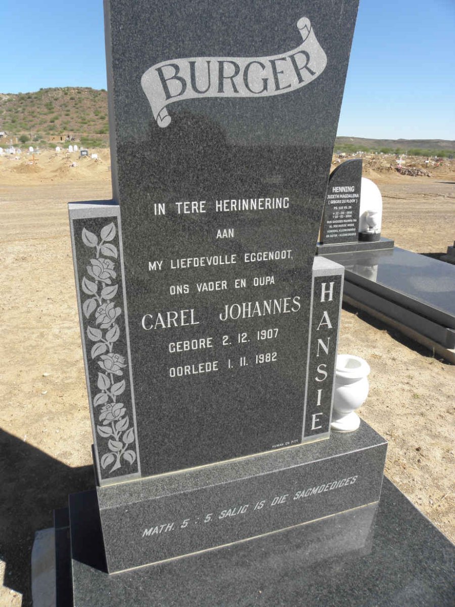BURGER Carel Johannes 1907-1982
