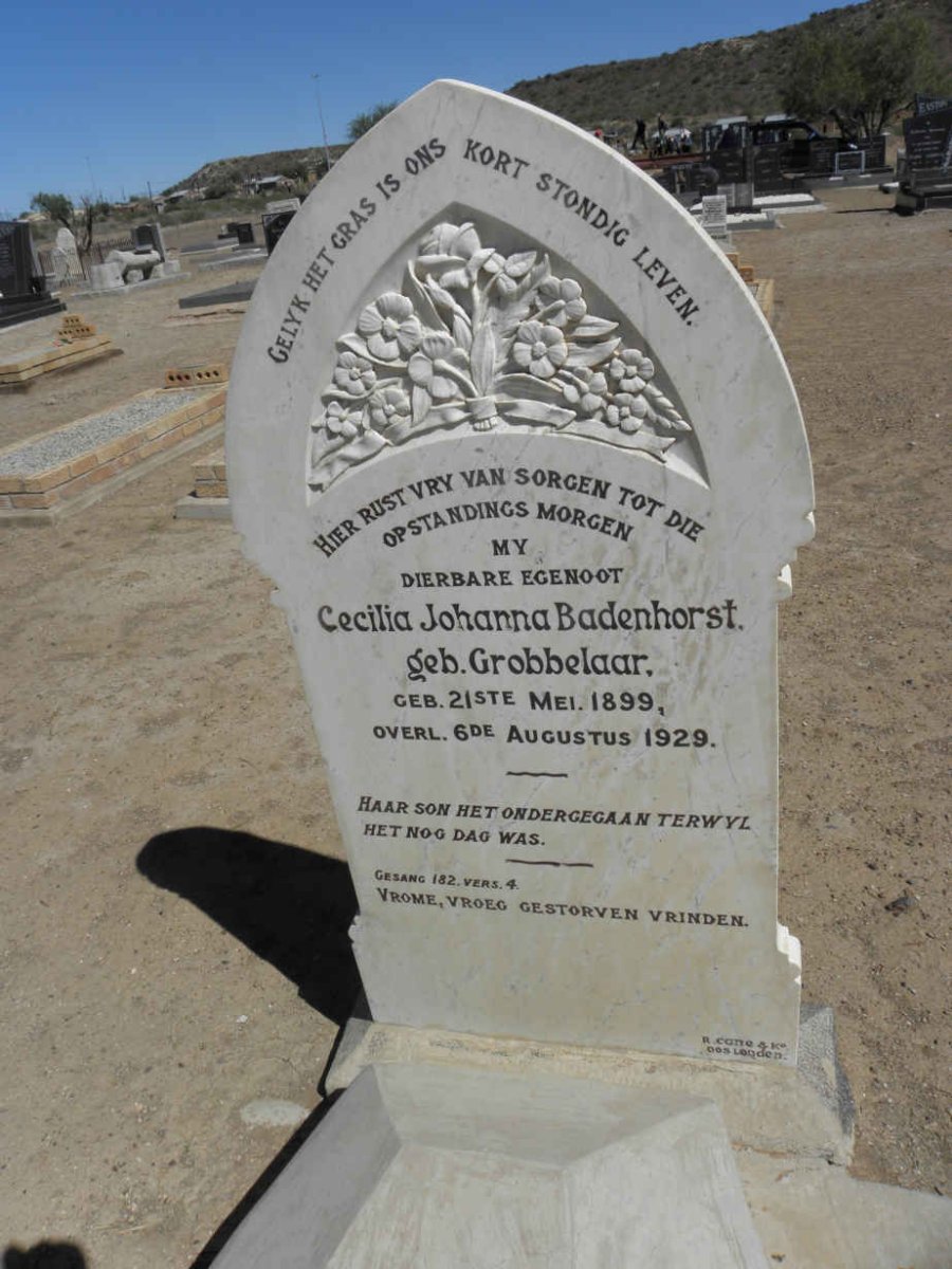 BADENHORST Cecilia Johanna nee GROBBELAAR 1899-1929