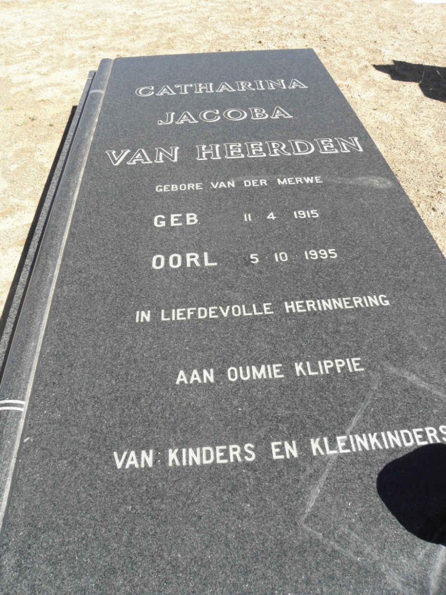 HEERDEN Catharina Jacoba, van nee VAN DER MERWE 1915-1995