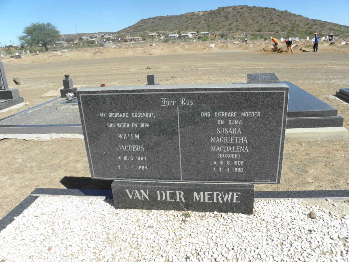 MERWE Willem Jacobus. van der 1897-1984 &amp; Susara Magrietha Magdalena BURGER 1905-1990